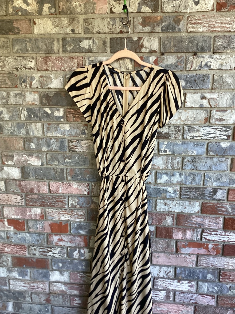 Talbots Beige and Black Zebra-Print Maxi Dress